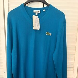 NWT Lacoste Men's Teal V-Neck Sweater